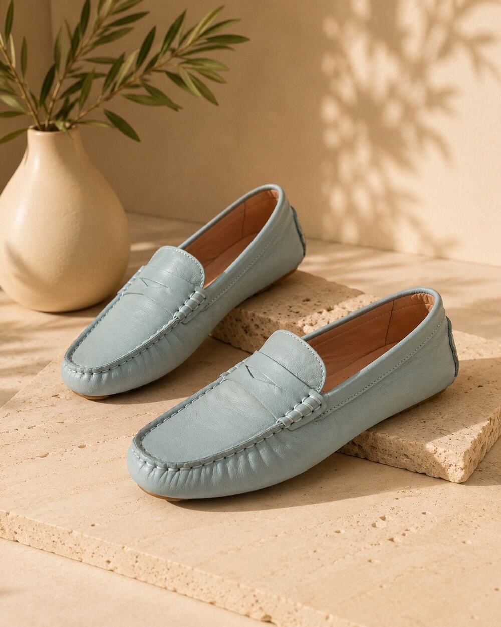 Flag Ltd Nappa Glove Leather Loafers Blue Women’s Sz 6 Made Brazil $99.99 NWOB